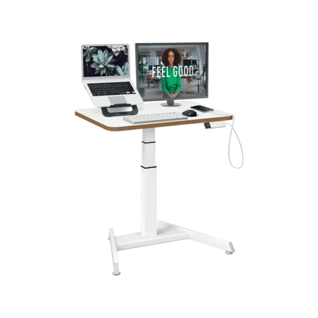 Birou ergonomic LEITZ Ergo, electric, ajustabil pe inaltime, pentru pozitia sezut/ in picioare, alb