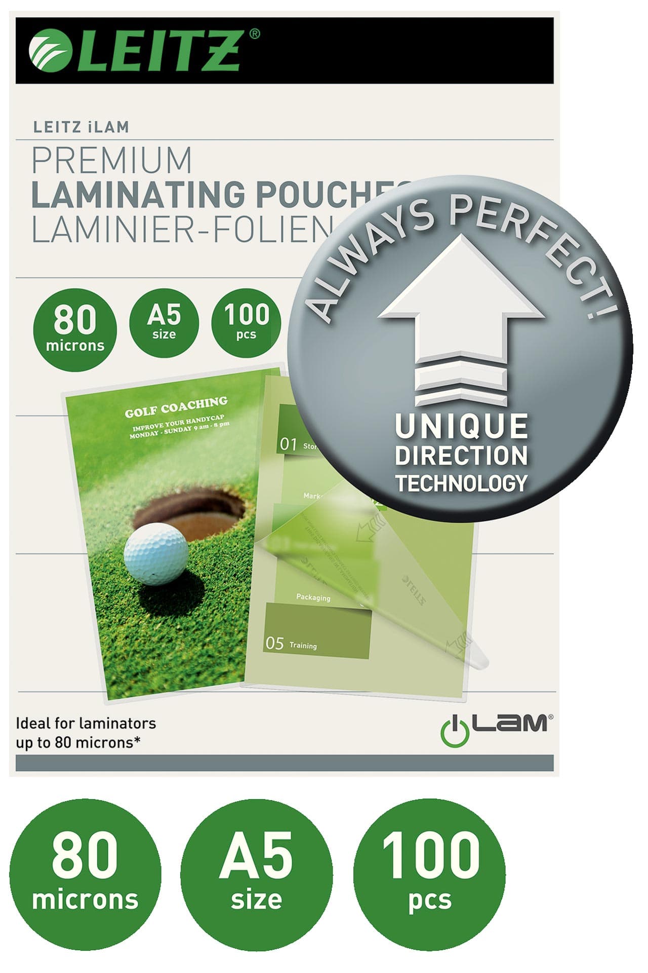Folie laminare LEITZ UDT, la cald, A5, 80 mic, 100 buc/set