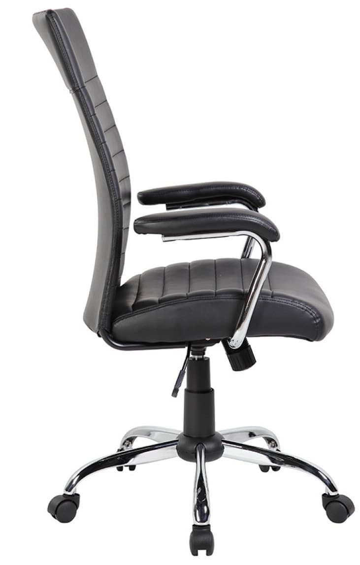 Scaun de birou, brate plastic, rotile, piele ecologica, Office Products Ibiza - negru