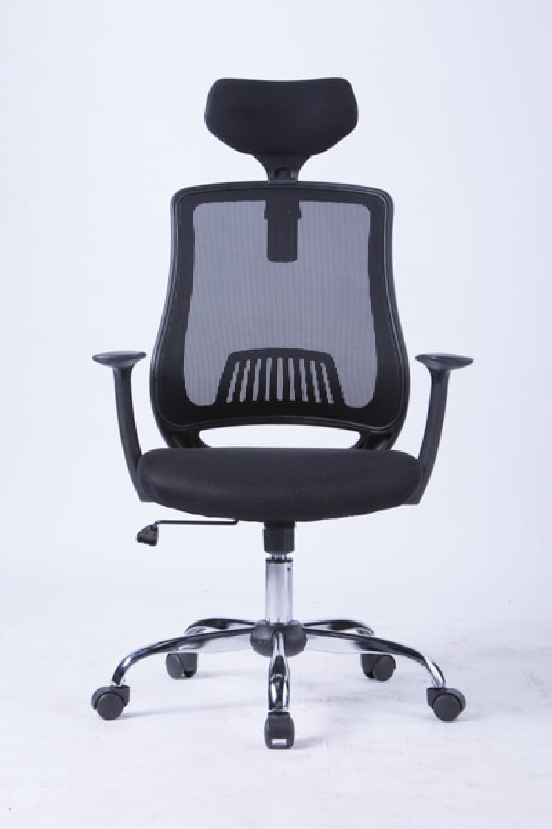 Scaun de birou, brate plastic, rotile, mesh textil, cu tetiera, Office Products Itaka - negru