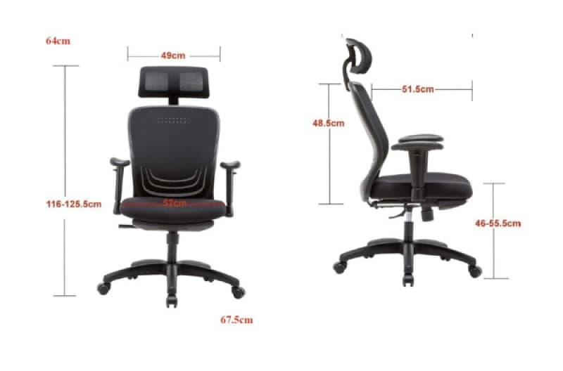 Scaun de birou, brate plastic, rotile, piele ecologica, cu tetiera, Office Products Santorini - negr