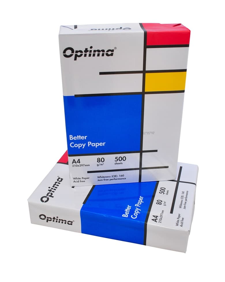 Kit birou complet: Hartie alba pentru copiator A4, 80g/mp, clasa B, 500coli/top, Optima + Folie protectie+Dosare plastic+ Pix Schneider