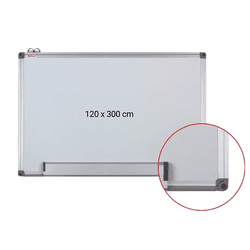 Set Complet Prezentare: Tabla magnetica 120x300 cm, alba cu rama din aluminiu Optima+ burete magnetic+ markere tabla magnetica