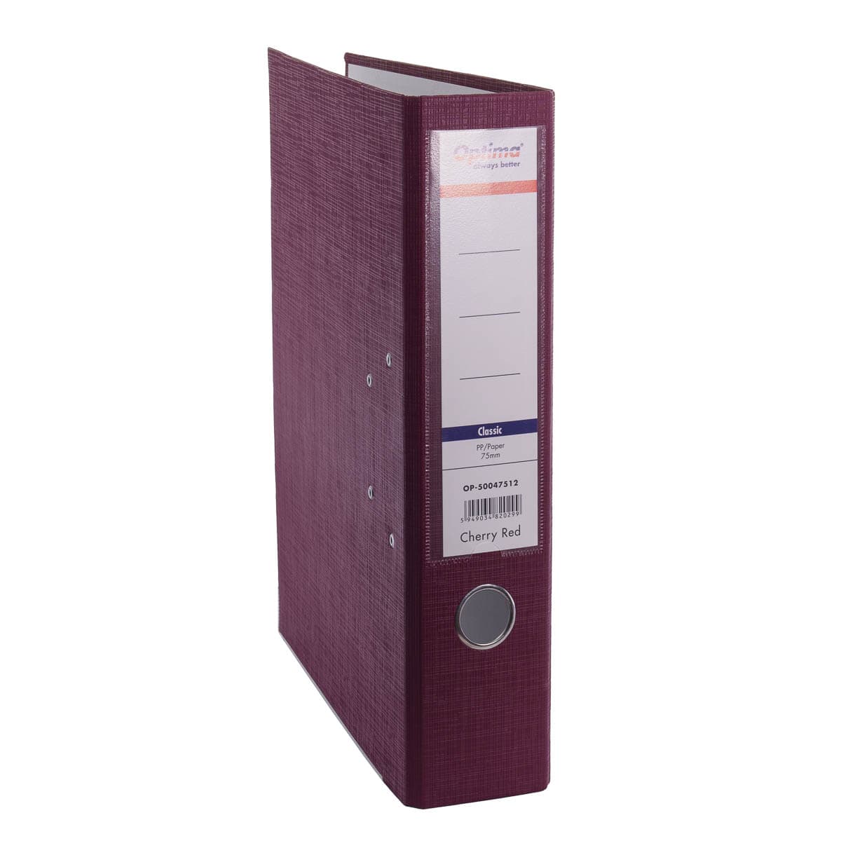 Biblioraft plastifiat PP 7,5 cm Optima Classic A4- visiniu
