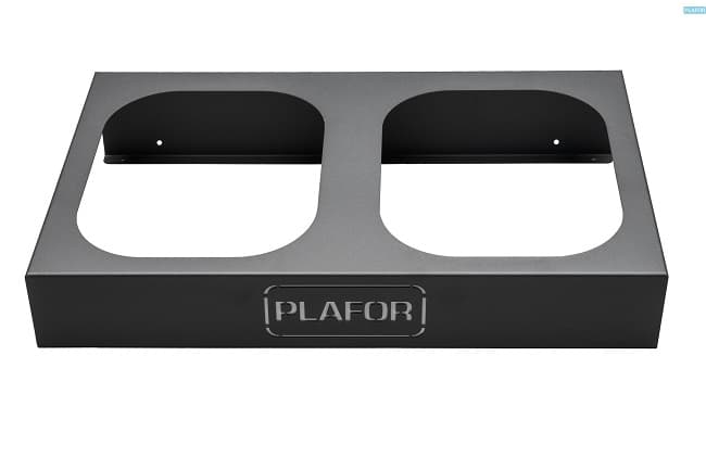 Suport metalic 68 x 37 x h10cm, pentru 2 cosuri reciclare selectiva (2 x 28L), PLAFOR Sort