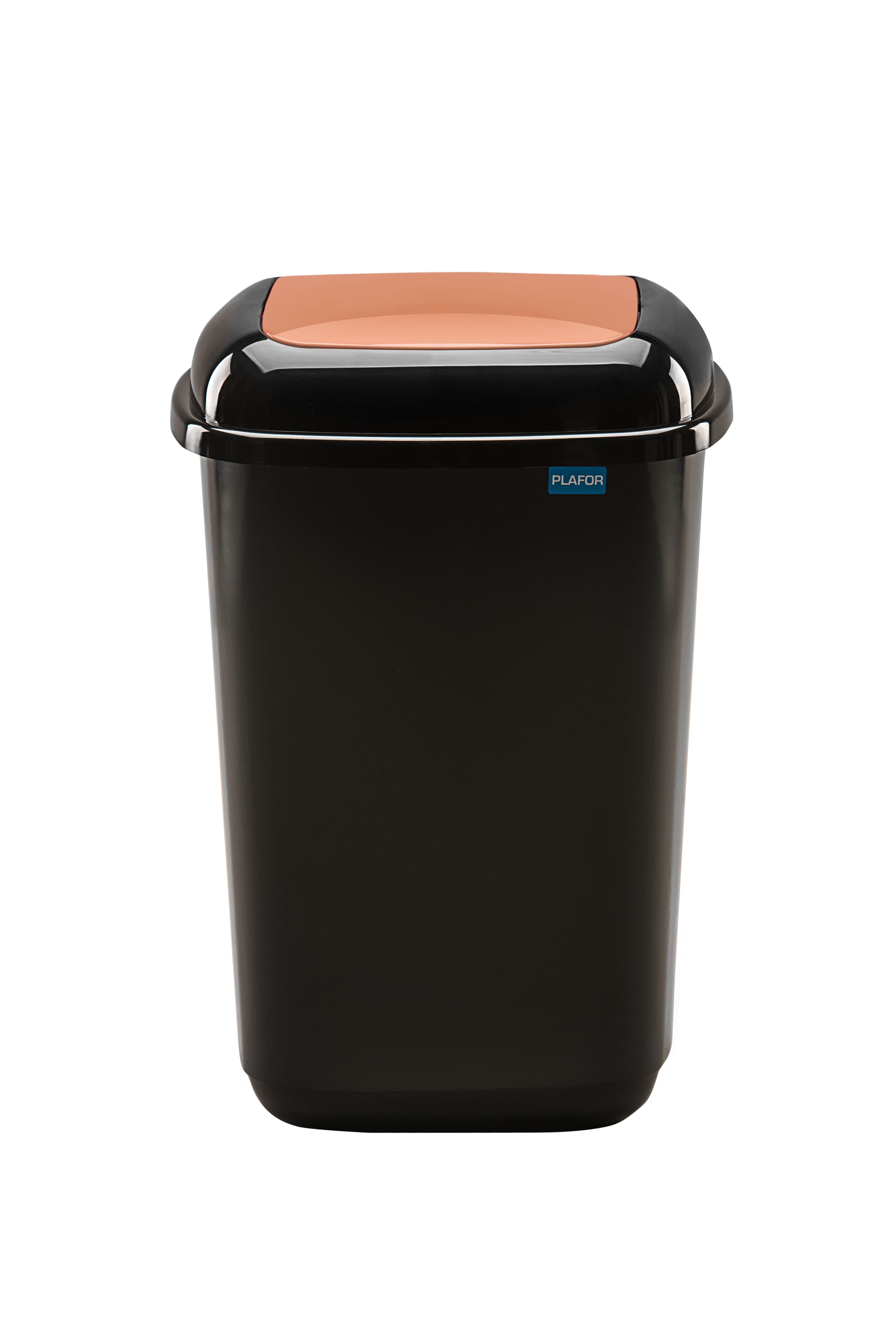 Cos plastic reciclare selectiva, capacitate 45l, PLAFOR Quatro - negru cu capac maro - bio