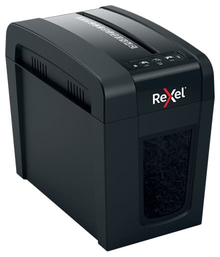 Distrugator documente manual REXEL SECURE X 6 Slim, P4, cross-cut (confeti), 6 coli, 10l, negru