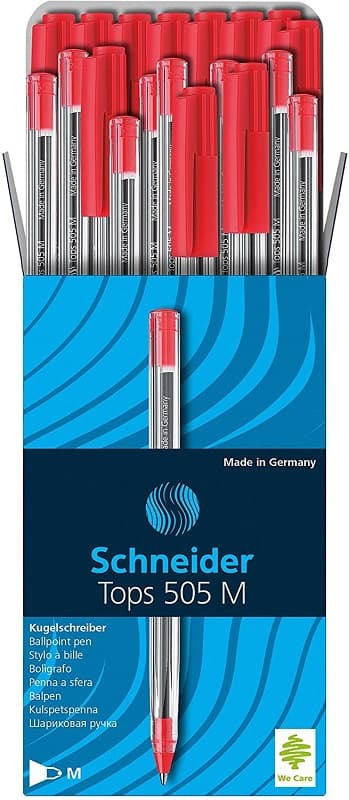 Pix SCHNEIDER Tops 505M, unica folosinta, varf mediu, corp transparent - scriere rosie