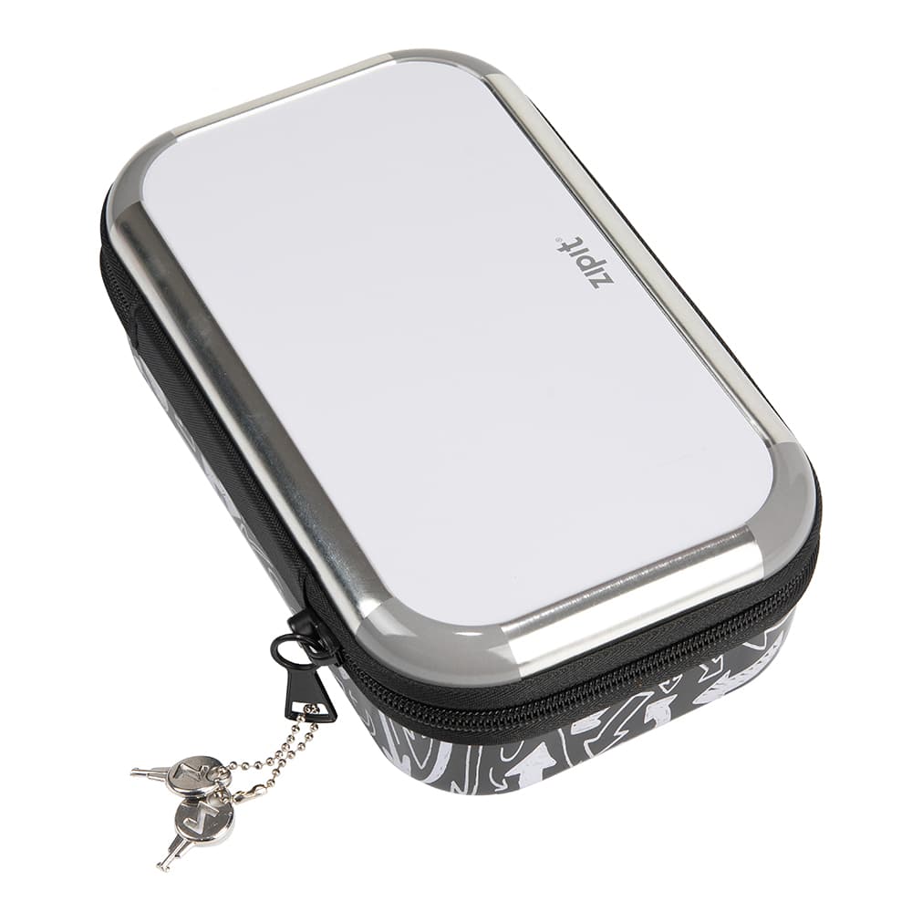 Penar cu fermoar neechipat ZIPIT & LOCK Tin - White Board Grey