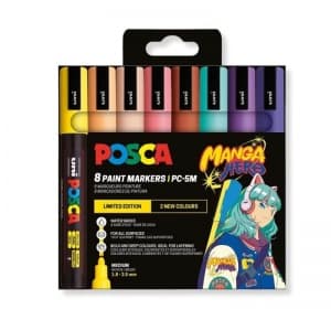 Marker UNI PC-5M Posca 1.8-2.5 mm set 8 culori MANGA HERO