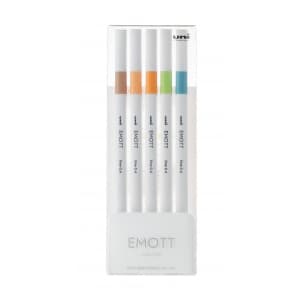 Fineliner UNI EMOTT PEM-SY, 0.4mm, NO.6, set 5 culori pastel
