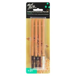 Creion grafit Mont Marte MPN0085, carbune colorat, culori pamantii, set 4 buc