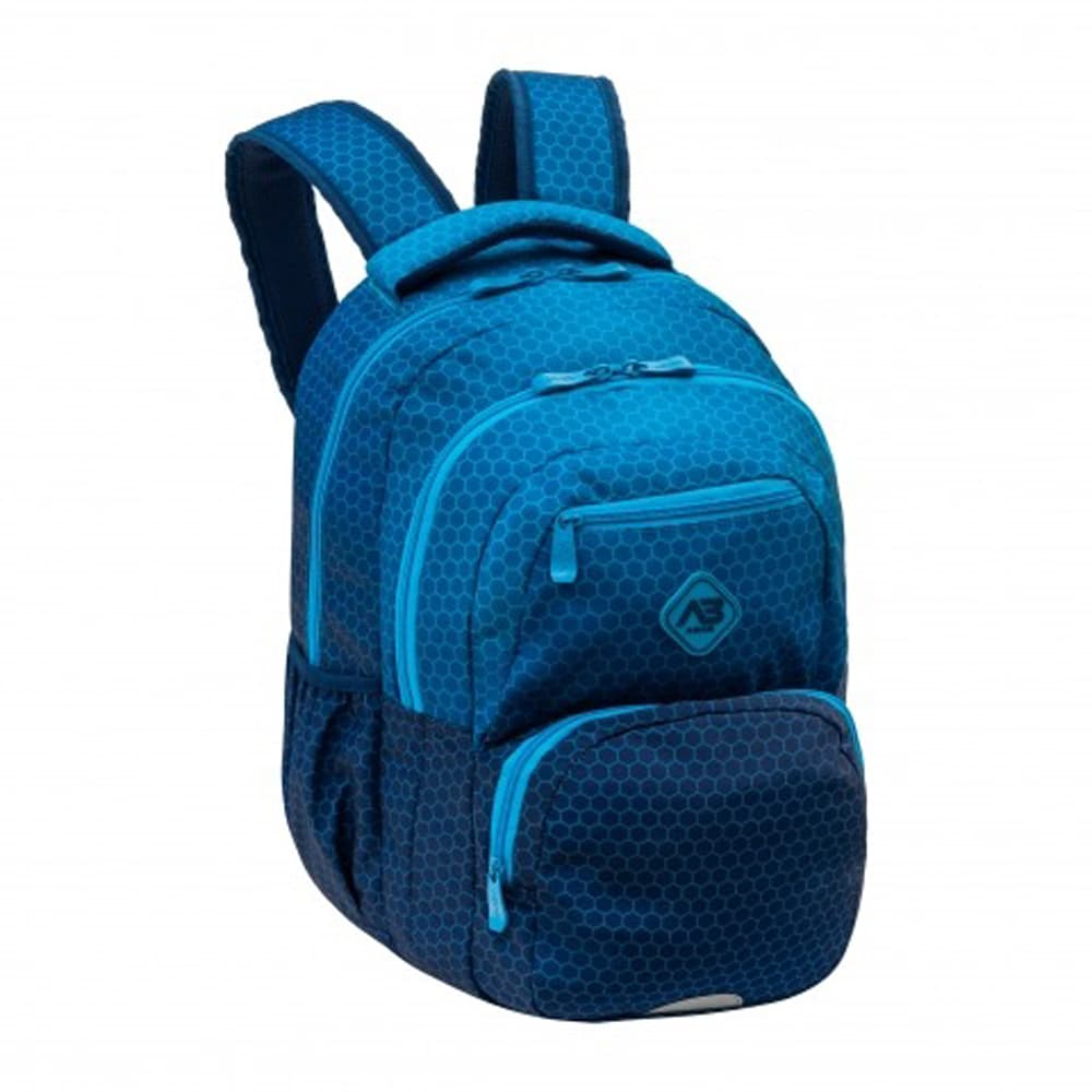 Ghiozdan Astra AB200, Hexagon Blue Ombre, 3 compartimente, 44 x 32 x 19 cm