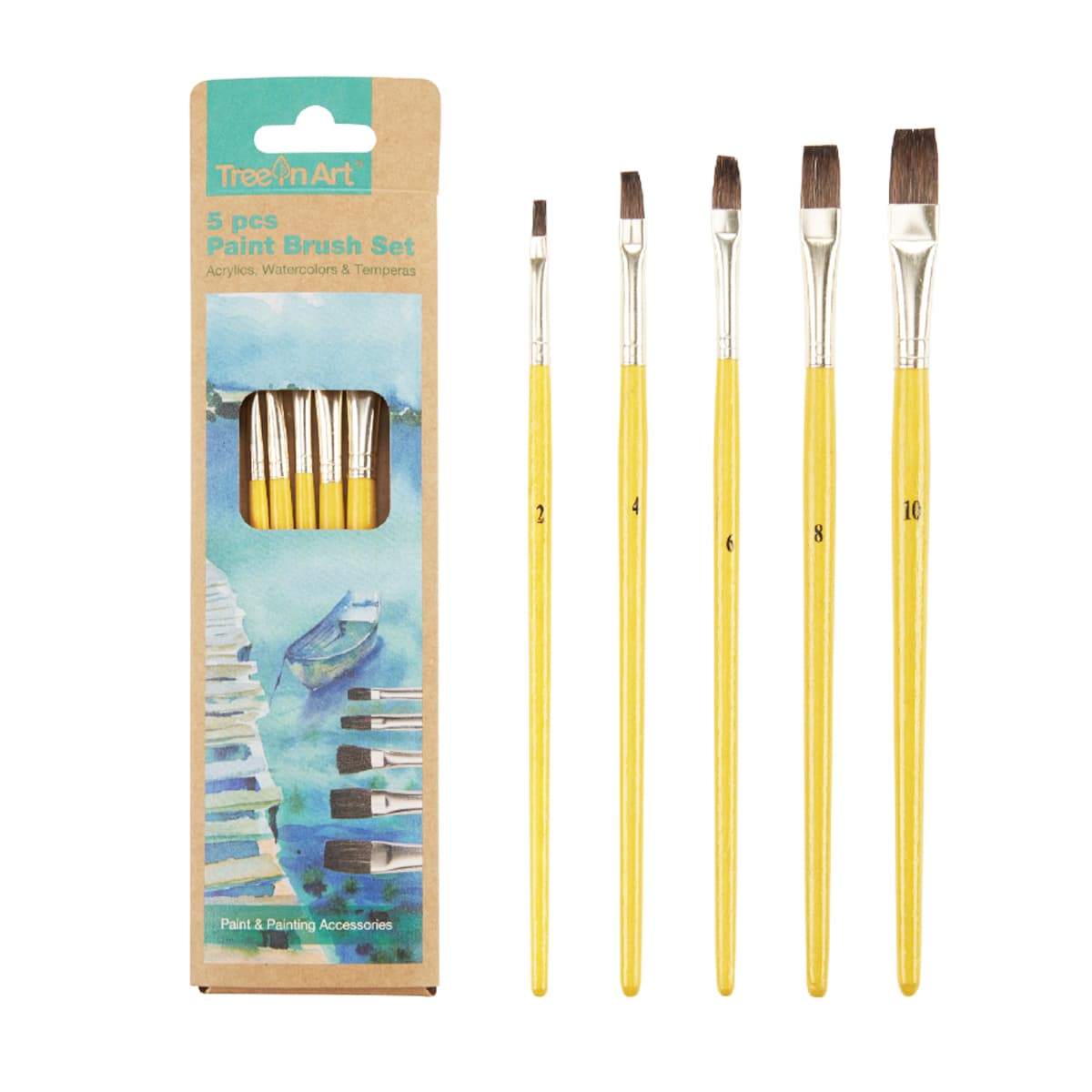 Set Memoris-Precious, 5 pensule drepte par natural, nr 2 4 6 8 10