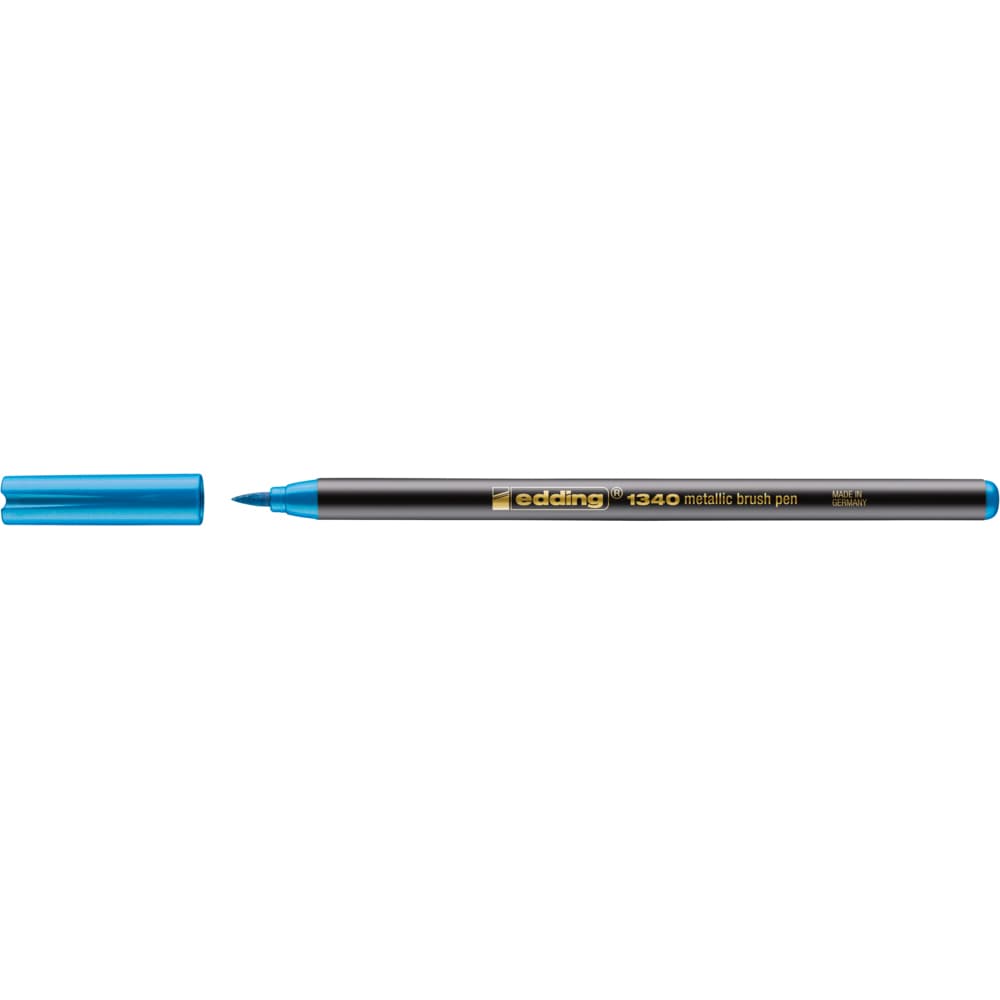 Marker Edding 1340 Metallic, varf flexibil 1-6 mm, cerneala pe baza de apa, albastru metalic