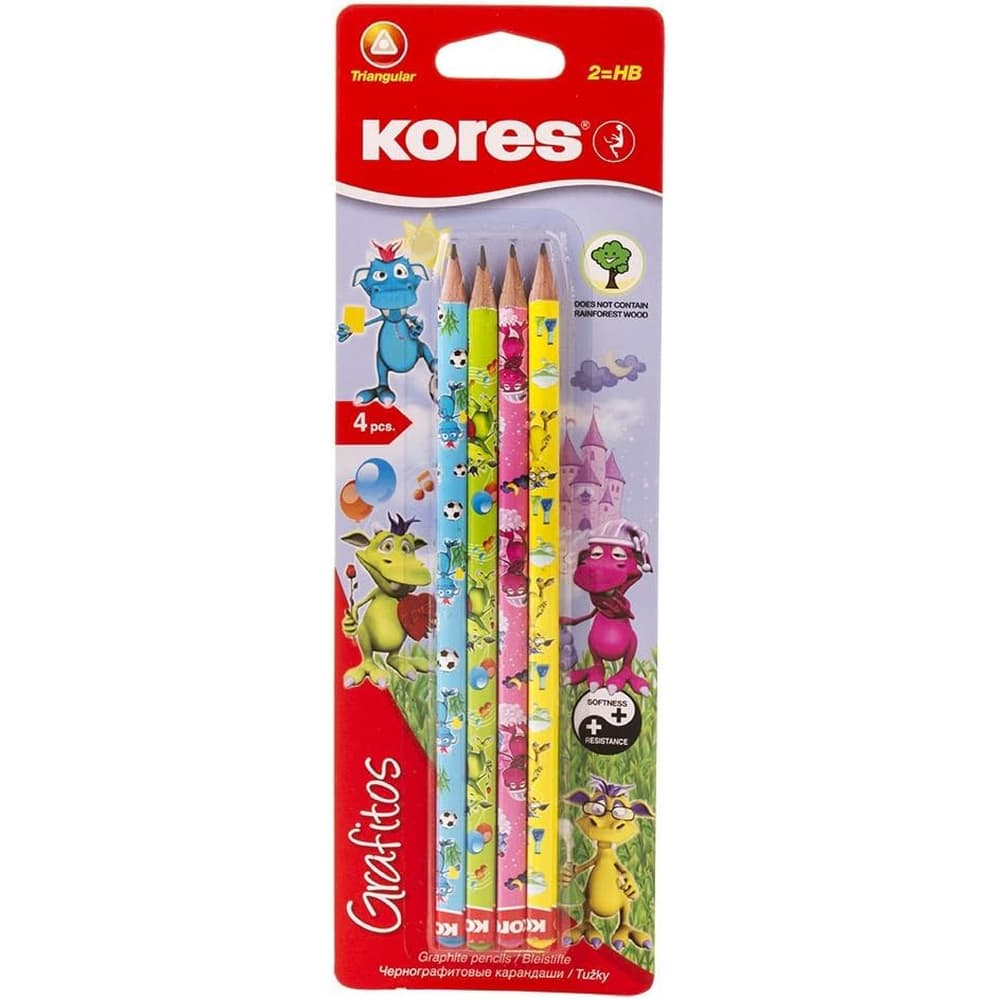 Creioane grafit Kores Grafitos Fantasy Dragons, corp triunghiular