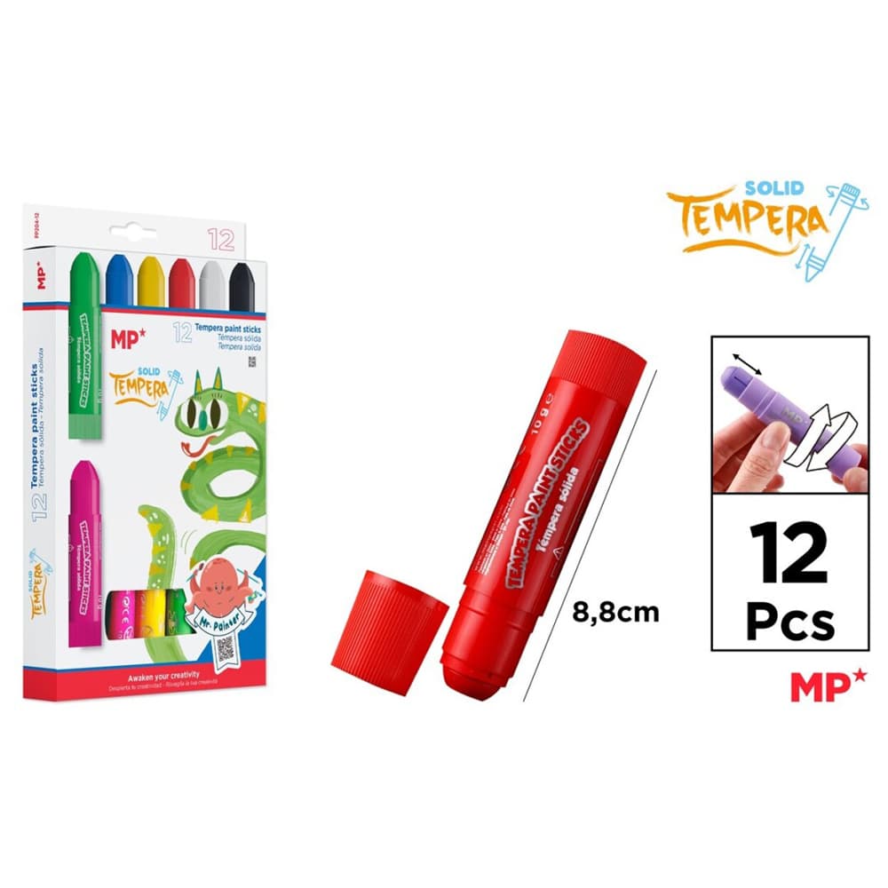 Tempera solida Main Paper, 12 culori