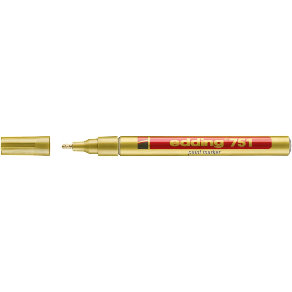 Marker vopsea Edding 751, corp metalic, varf rotund 1-2 mm, auriu
