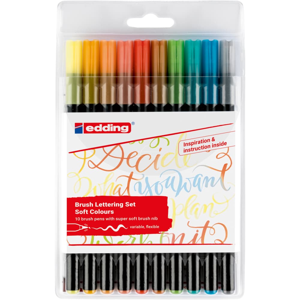 Set markere Edding 1340, 10 bucati, culori pastelate, varf flexibil, 1-3 mm