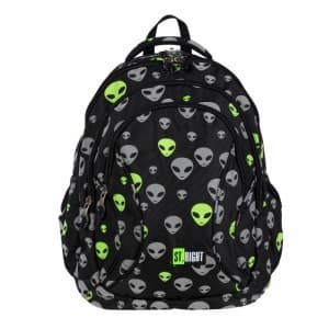 Ghiozdan St.Majewski St.Right Aliens, 4 compartimente, 2 buzunare, negru cu verde, 25732