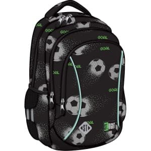 Ghiozdan St.Majewski St.Right Pixel Balls, 39cm, 3 compartimente, negru cu gri