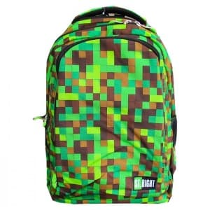 Ghiozdan St.Majewski St.Right Pixel Gamer, 3 compartimente, 2 buzunare, verde cu maro, BP-57 / 45327