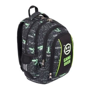 Ghiozdan St.Majewski St.Right VR Game Over, 44cm, 4 compartimente, negru/verde