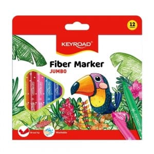 Carioci colorate Keyroad Jumbo Washable KR971413, 12 culori, lavabile, blister carton