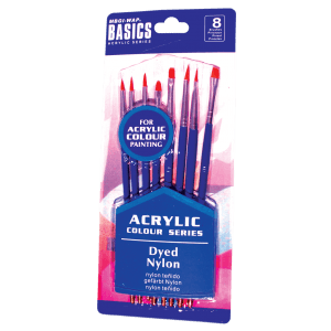 Pensula Magi-Wap BREA0813B, varf nylon rotund, lat, lat oblic, pictura cu culori acrilice, set 8 buc