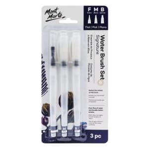 Pensula cu rezervor Mont Marte BMHS0045, varf drept, pentru acuarele apa, set 3 bucata
