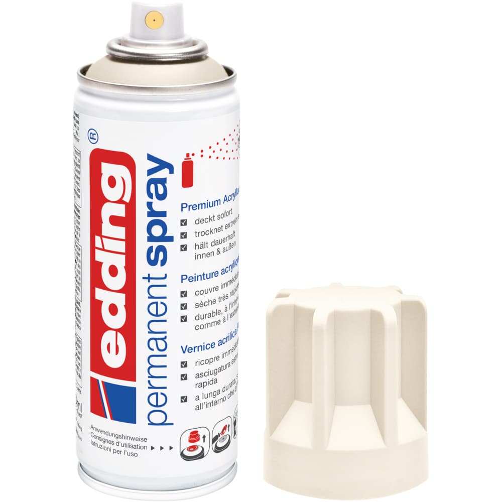 Spray vopsea acrilica Edding 5200, alb crema mat, uscare rapida, acoperire inalta, 200 ml