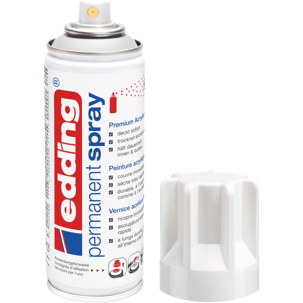 Spray vopsea acrilica Edding 5200, alb lucios, uscare rapida, 200 ml