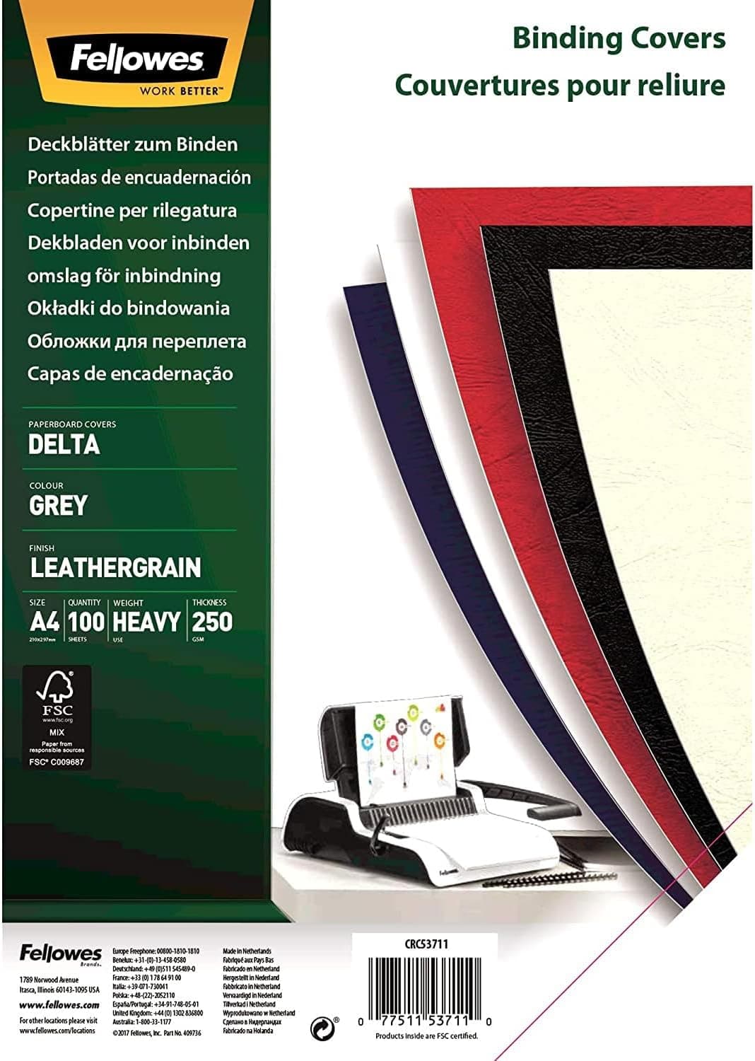 COPERTI CARTON A4 GRI 100/TOP FELLOWES