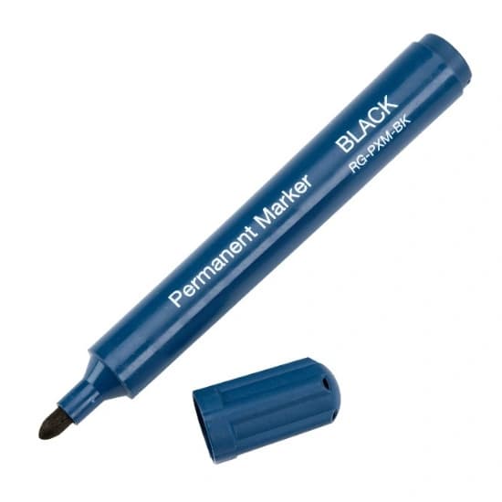 Marker permanent, metal detectabil, PP Blue, cerneala Neagra, Retreeva, 10 buc/ set