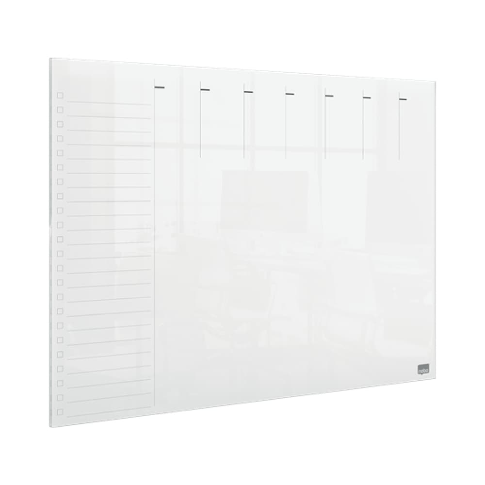 Organizator NOBO, saptamanal, acrylic, pentru birou sau perete, A3, marker inclus, transparent