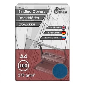 Coperta indosariere A4 ProfiOffice, carton albastru, imitatie piele, 270g/mp, top cu 100 coli