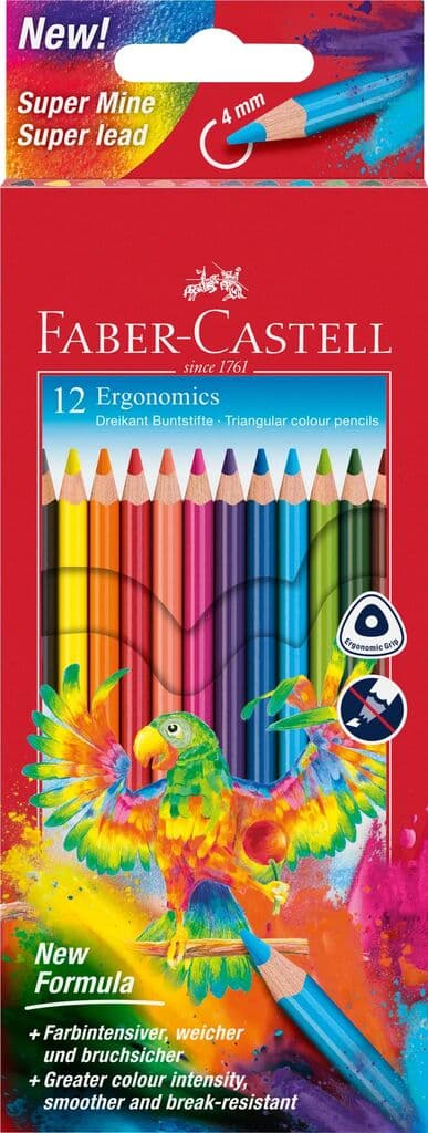 CREIOANE COLORATE TRIUNGHIULARE 12 CULORI ERGONOMICS FABER-CASTELL