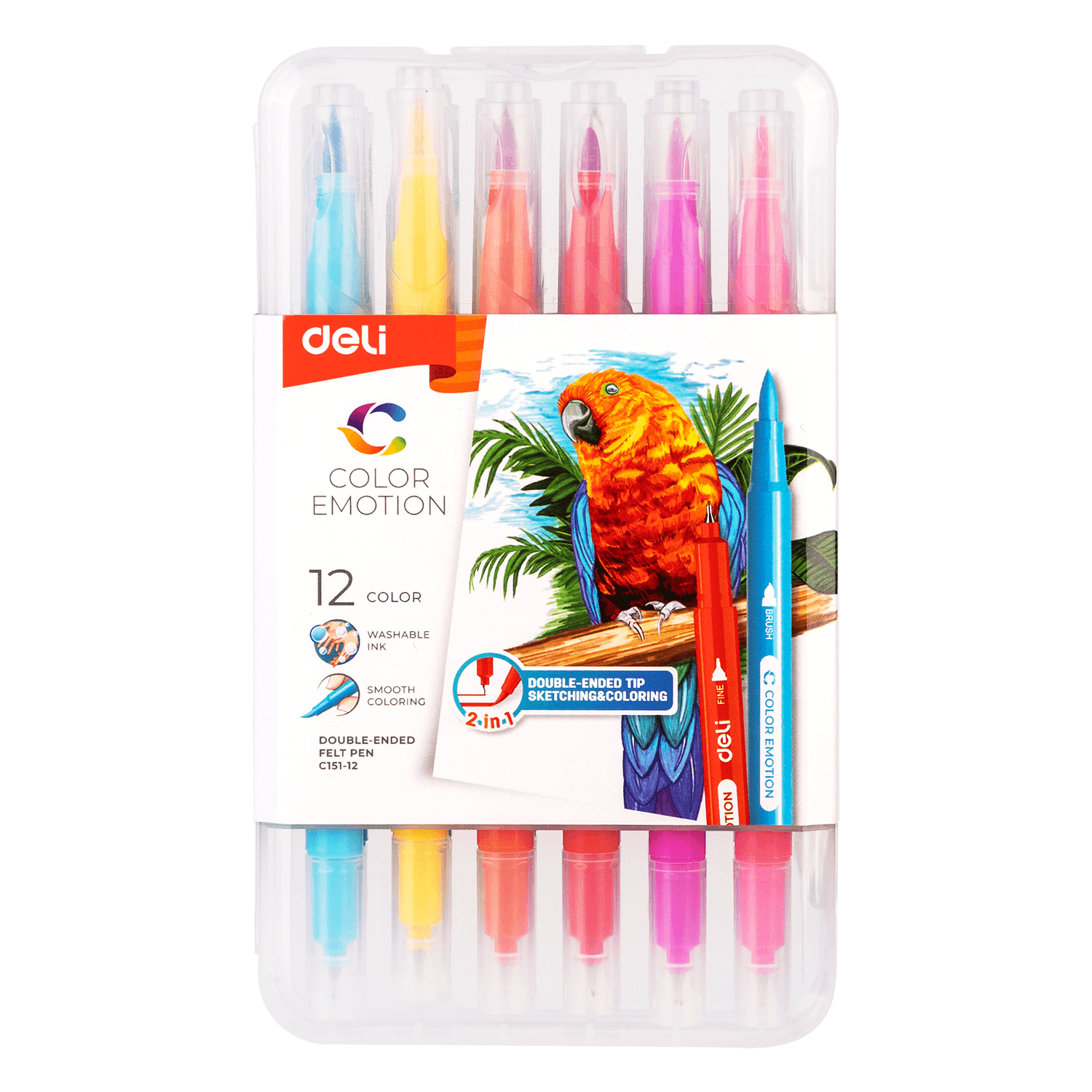CARIOCI CU VARF PENSULA 12 CULORI CUTIE PLASTIC DELI