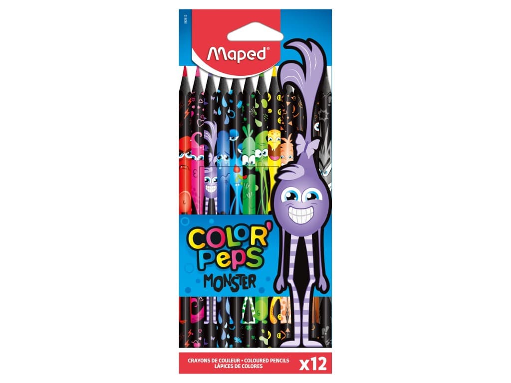 Creioane colorate Maped Color’Peps Monsters 12 culori