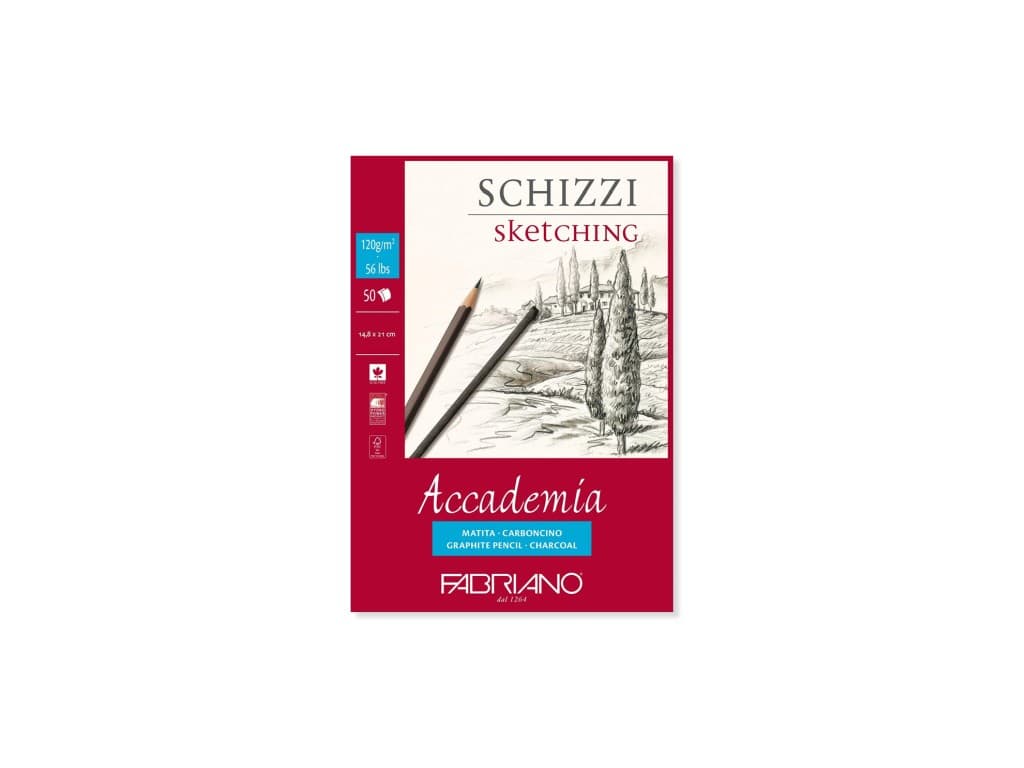 Bloc desen Accademia Schizzi, A5, 120 g, 50 file, fără spirală Fabriano