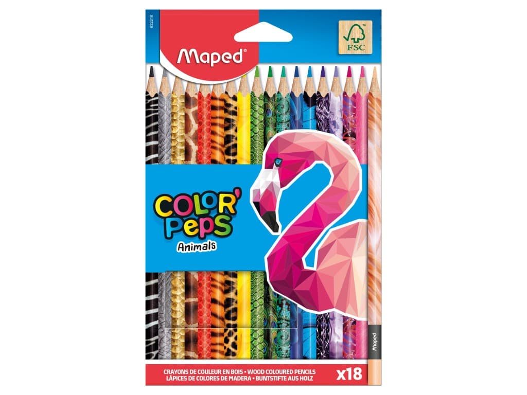 Creioane colorate Maped Color’Peps Animals 18 culori/set FSC