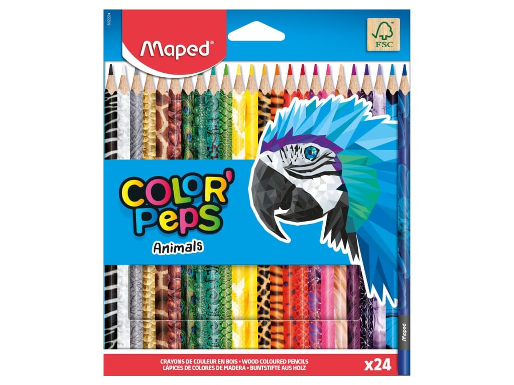 Creioane colorate Maped Color’Peps Animals 24 culori/set FSC