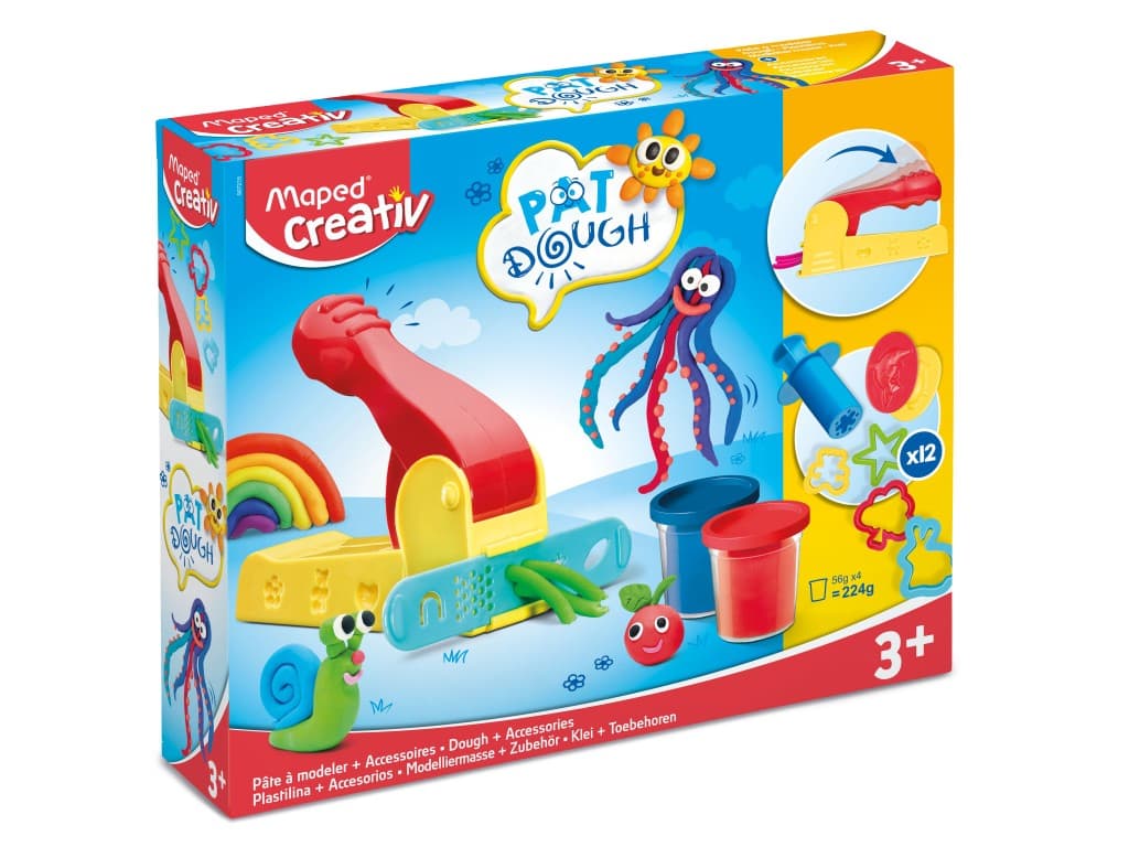 Plastilină Pat’Dough 4 culori + 12 accesorii