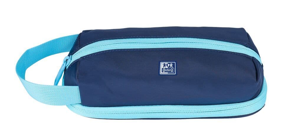 PENAR OXFORD BI-COLOR DIMENSIUNI 21X9X9CM FERMOAR NYLON RECICLAT, ALBASTRU INCHIS