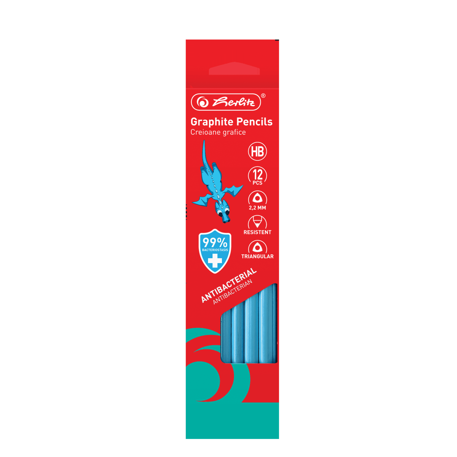 CREION GRAFIT HB BACTERIOSTATIC TRIUNGHIULAR CORP ALBASTRU 2.2MM SET12