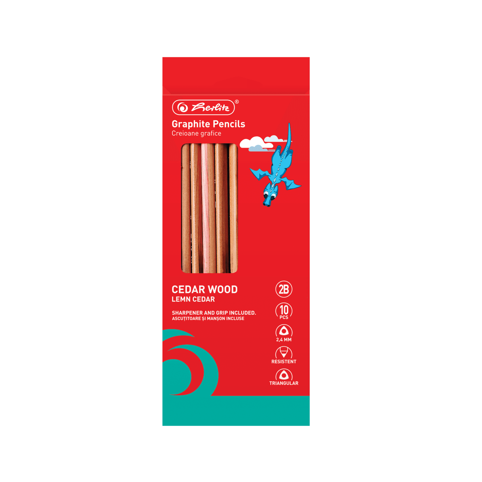 CREION GRAFIT 2B LEMN, TRIUNGHIULAR 2.4MM SET10+MANSON/ASCUTITOARE