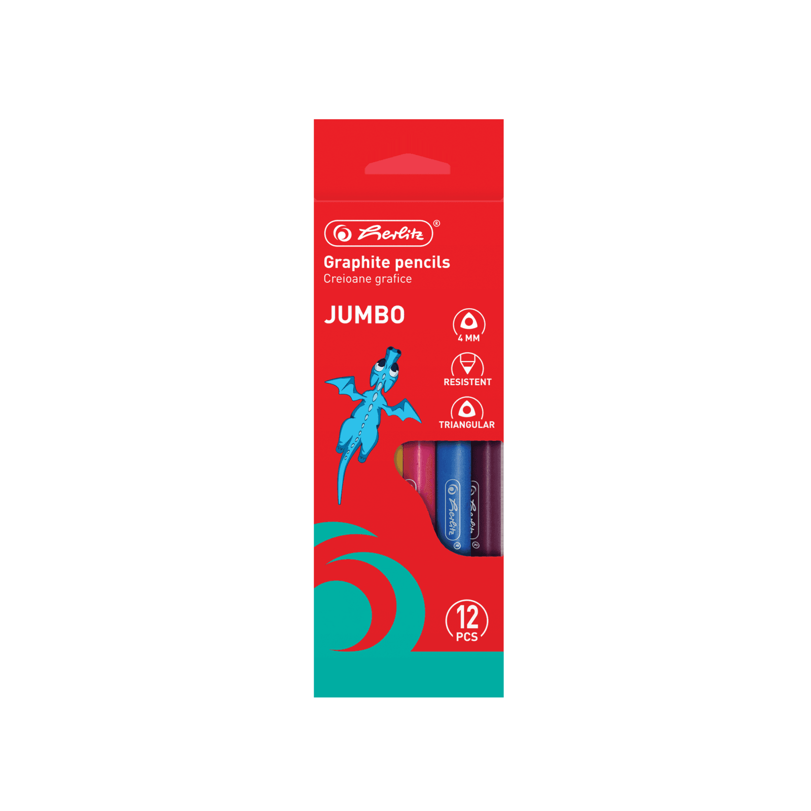 CREION GRAFIT CU RADIERA JUMBO 2B TRIUNGHIULAR 4MM SET12