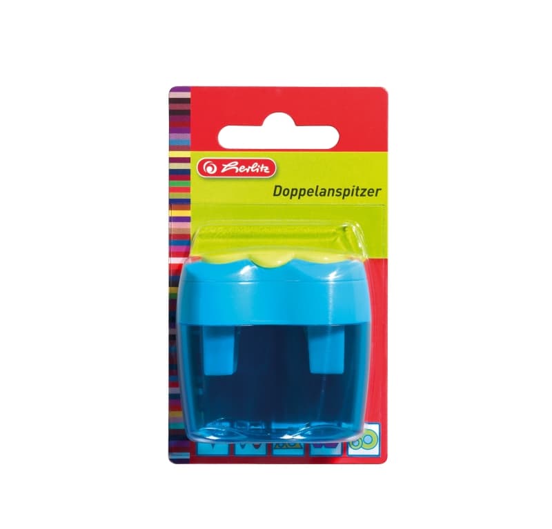 ASCUTITOARE DUBLA PLASTIC BICOLORA BLISTER
