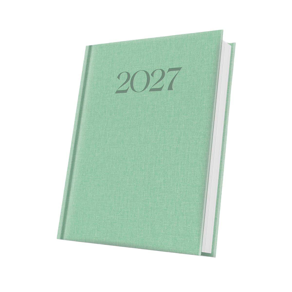 AGENDA DATATA A5 352PAG PREMIUM DELUXE BIELLA COPERTA PIELE SINTETICA VERDE MENTA FOLIO ARGINTIU 2027