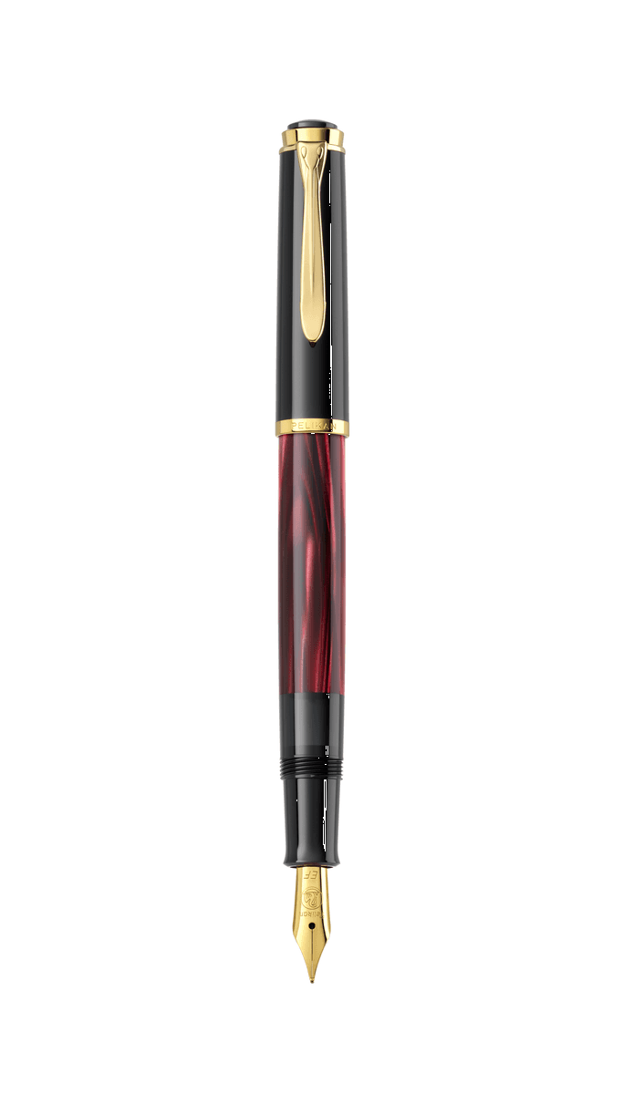 STILOU CLASSIC M200 F EDITIE SPECIALA RED MARBLED PENITA OTEL+ACCESORII PLACATE AUR NEGRU/ROSU CUTIE CADOU